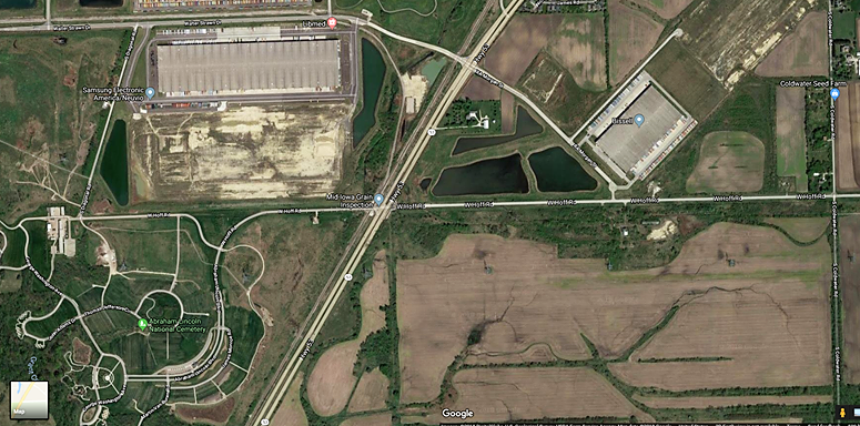 Google Map of the Area of Proposed Rail Spur